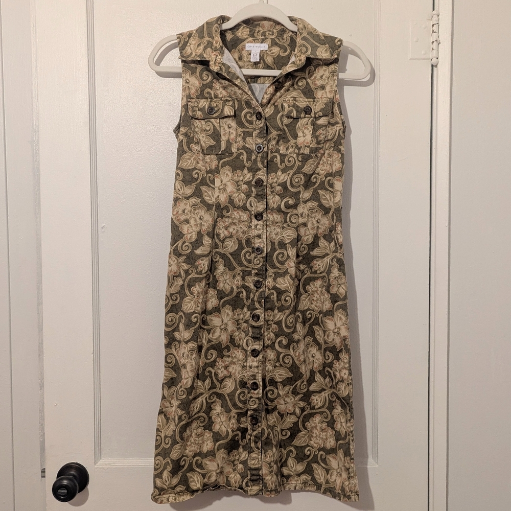 Charter Club Floral Sleeveless Button-Down Dress